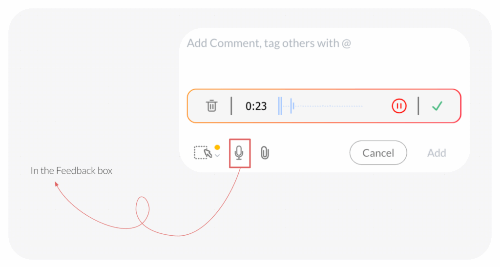 A voice note being added as a feedback using ButtonShift feedback tool.