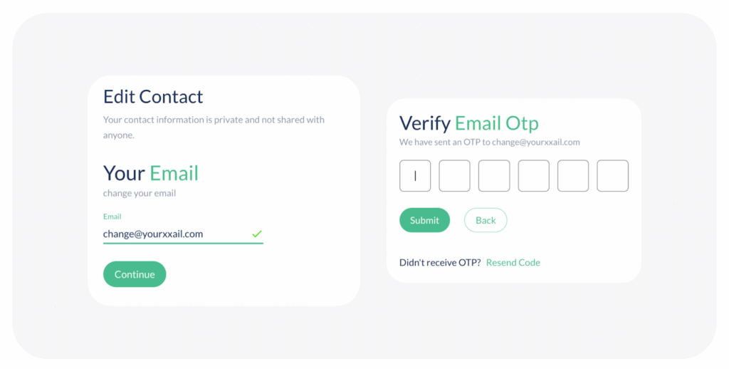 An image showing steps to change the registered email address on ButtonShift.com