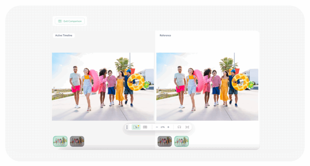 Illustration of comparing two versions of the same file side-by-side