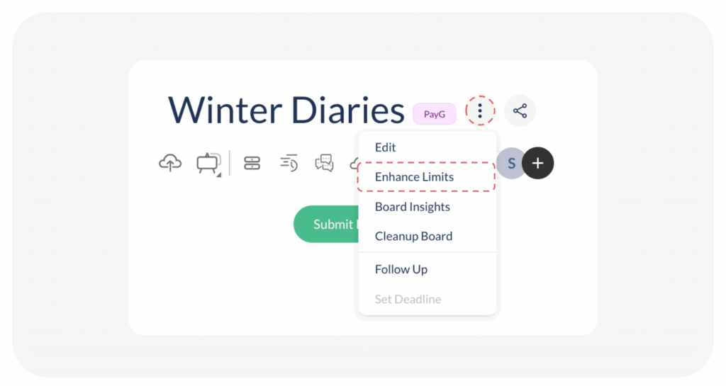 An image showing steps to enhance limits for PayG Board in ButtonShift.
